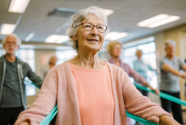 Woman Completing Group Excercise Class